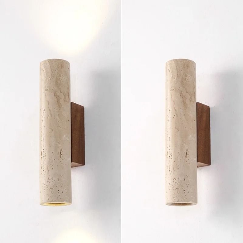 Nordic Architectural Travertine And Wood Luminary System 5