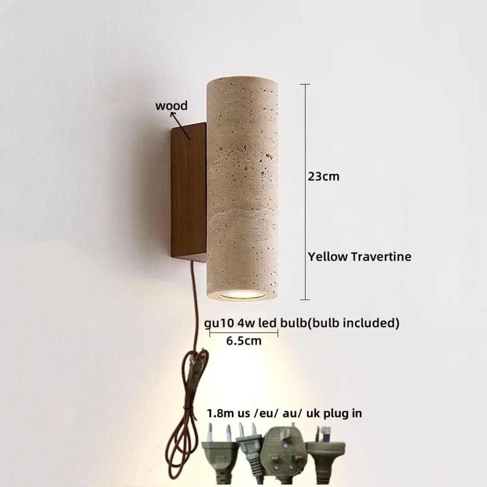 Nordic Architectural Travertine And Wood Luminary System 9