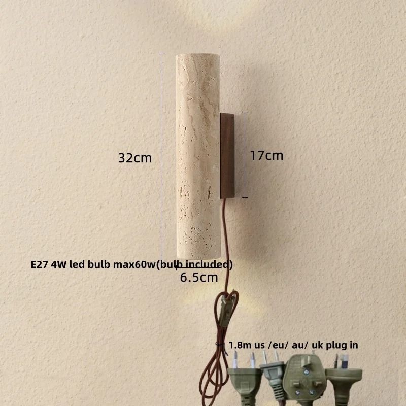 Nordic Architectural Travertine And Wood Luminary System 7