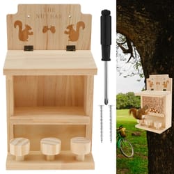 solid wood outdoor squirrel feeder