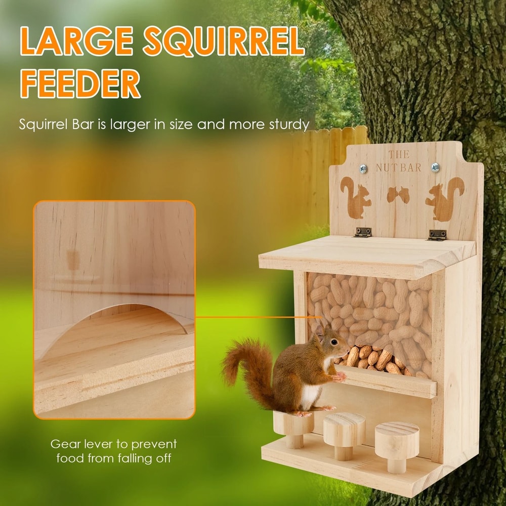 Solid Wood Outdoor Squirrel Feeder 1