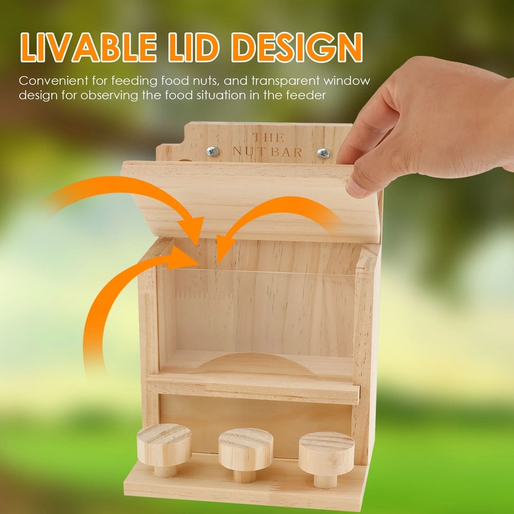 Solid Wood Outdoor Squirrel Feeder 2