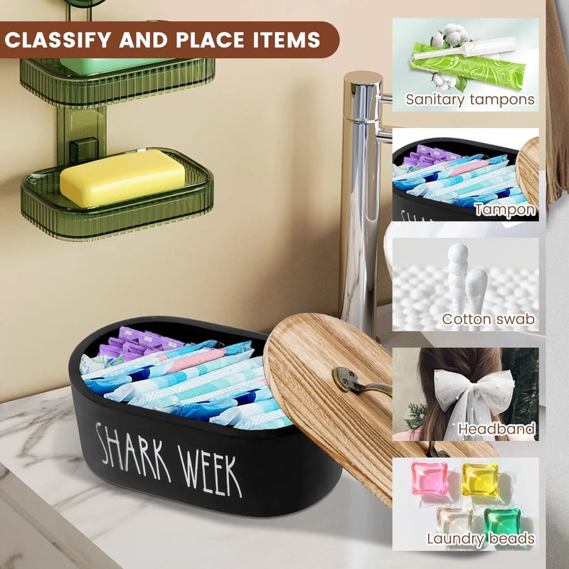 Wood Cotton Pad And Swab Storage Box 4