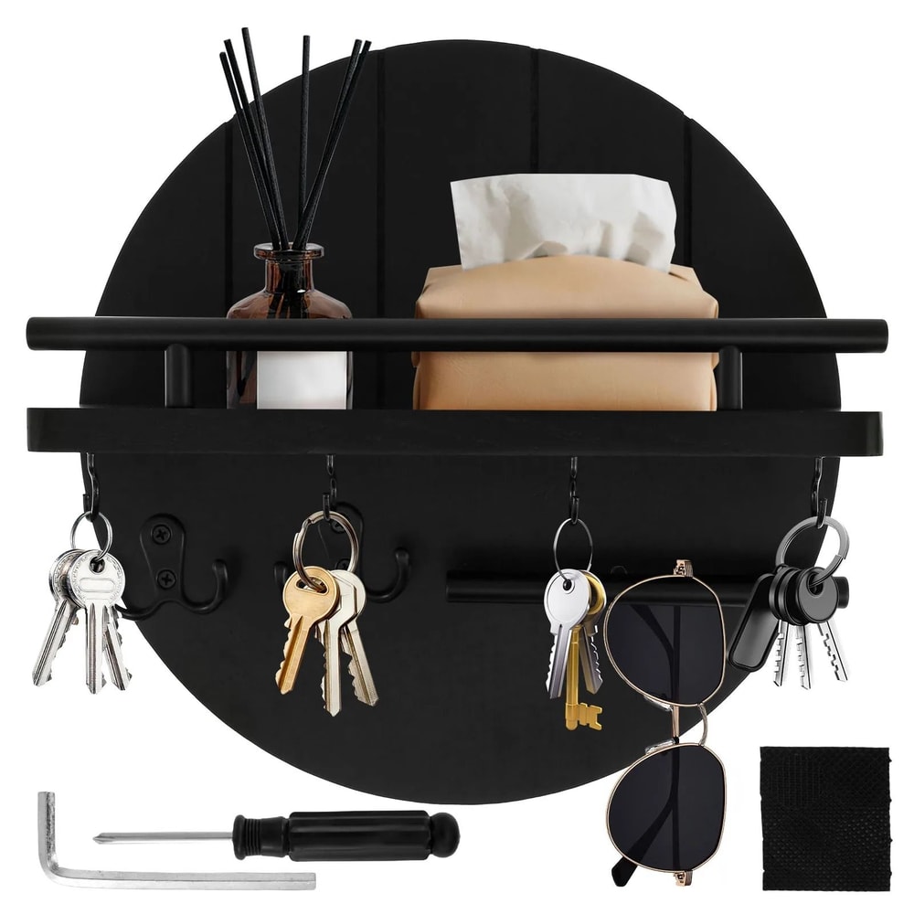 Wood Wall Mounted Key Holder And Mail Organizer 0