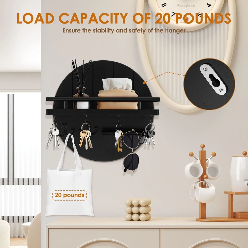 Wood Wall Mounted Key Holder And Mail Organizer 1