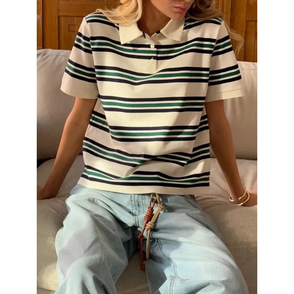 Soft Cotton Chic Polo Neck Tee 0