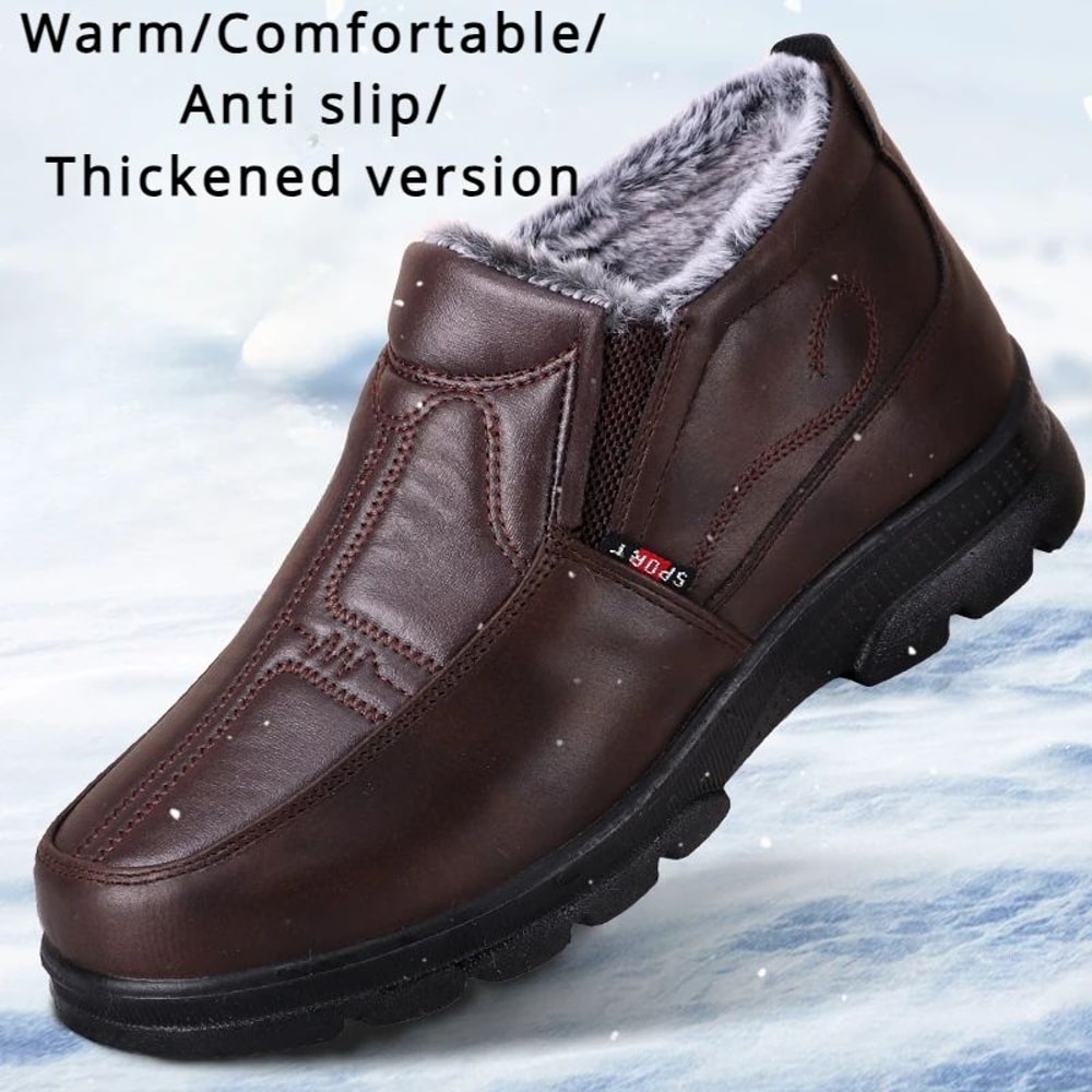 Mens Waterproof Casual Snow Boots Winter Fashion Nonslip Cotton Shoes 1