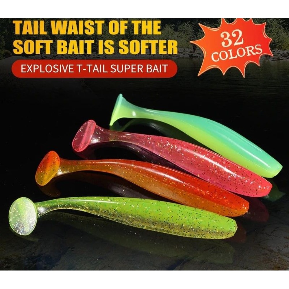 Hydrodynamic T Tail Soft Fishing Lures 1