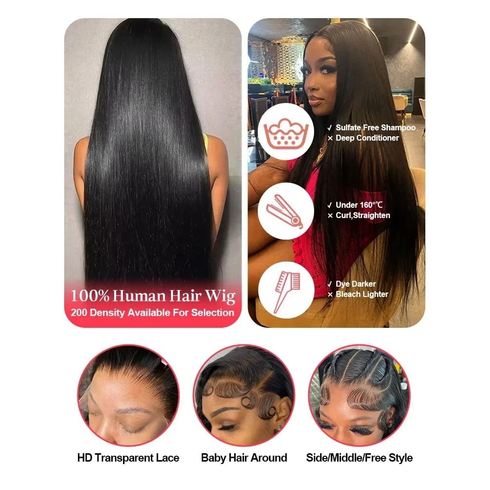 Bone Straight HD Lace Human Hair Wig 1