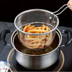 foldable stainless steel deep fryer and noodle basket