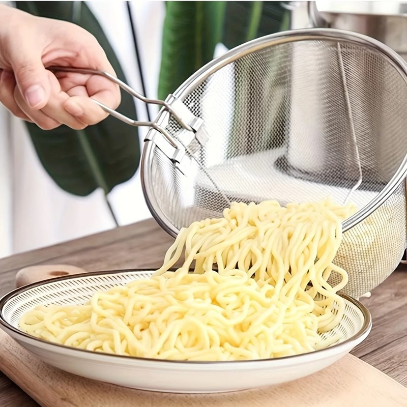 Foldable Stainless Steel Deep Fryer And Noodle Basket 1