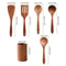 Natural Acacia Wood Kitchen Utensil Set With Storage Bucket 4