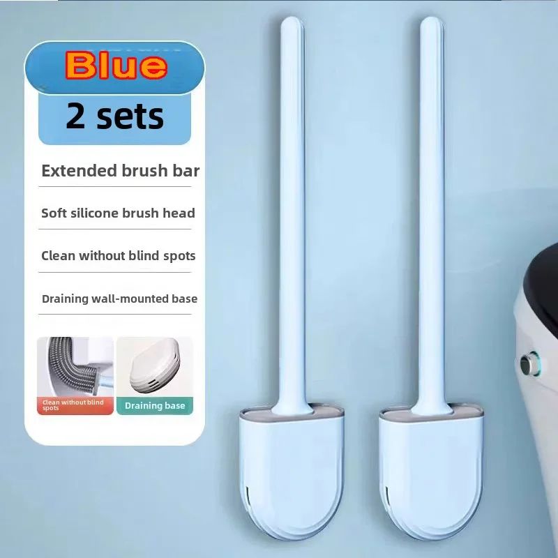 Wall Mounted Silicone Toilet Brush Set With Holder 7