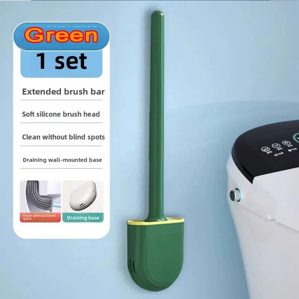 Wall Mounted Silicone Toilet Brush Set With Holder 13