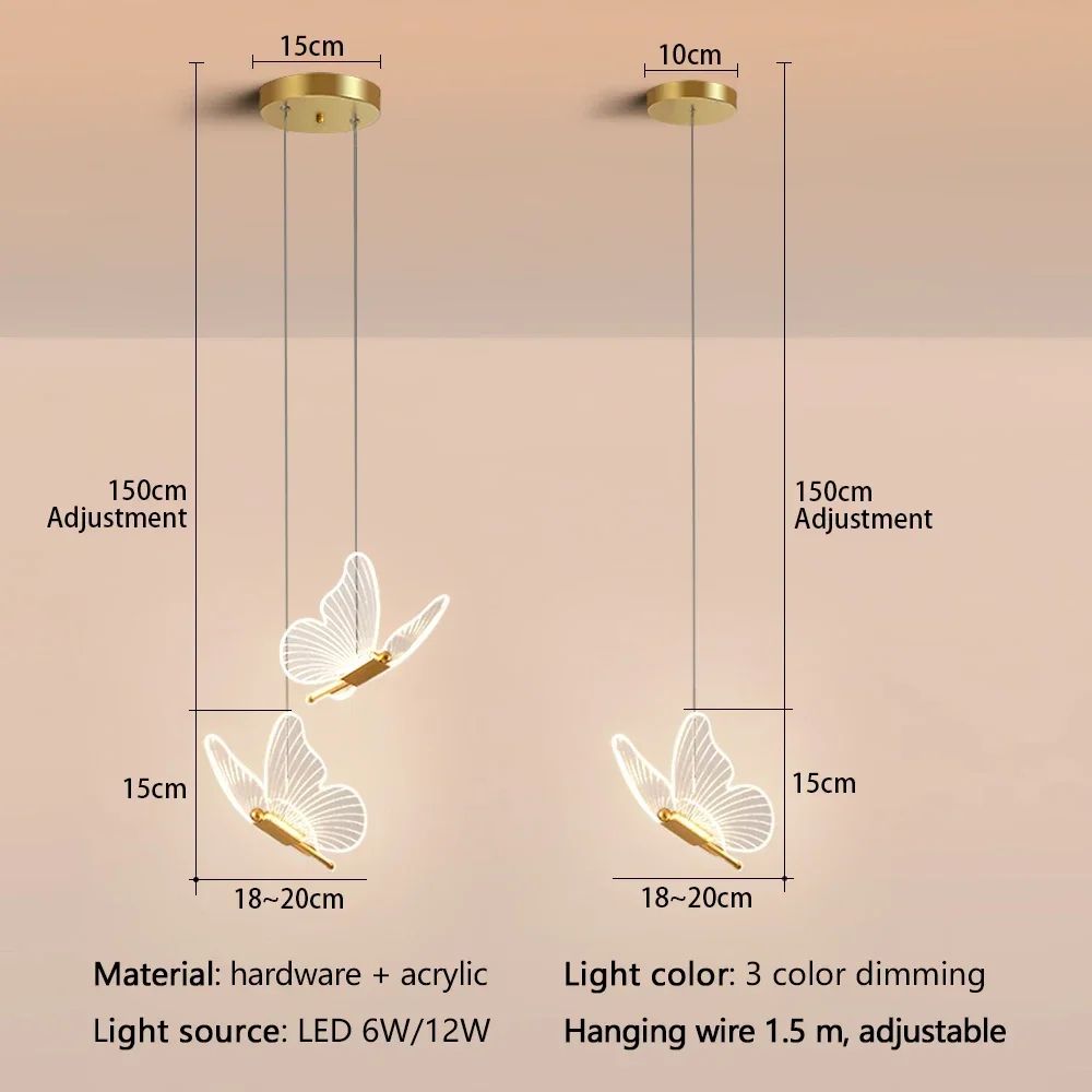 LED Butterfly Pendant Light For Modern Home Decoration 2