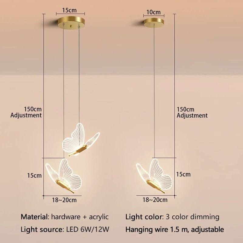 LED Butterfly Pendant Light For Modern Home Decoration 2