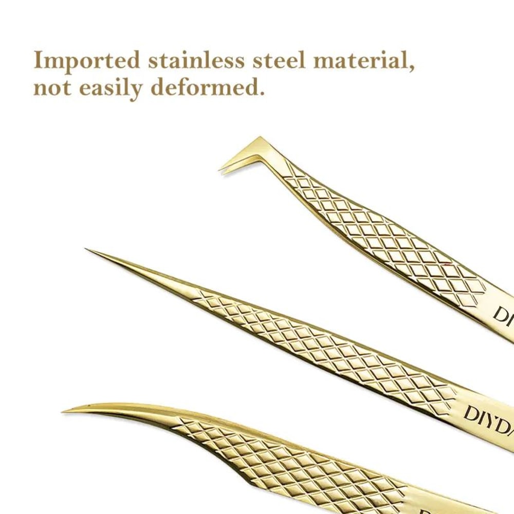 Precision Anti Slip Eyelash Extension Tweezers with Stainless Steel Fiber Tip.