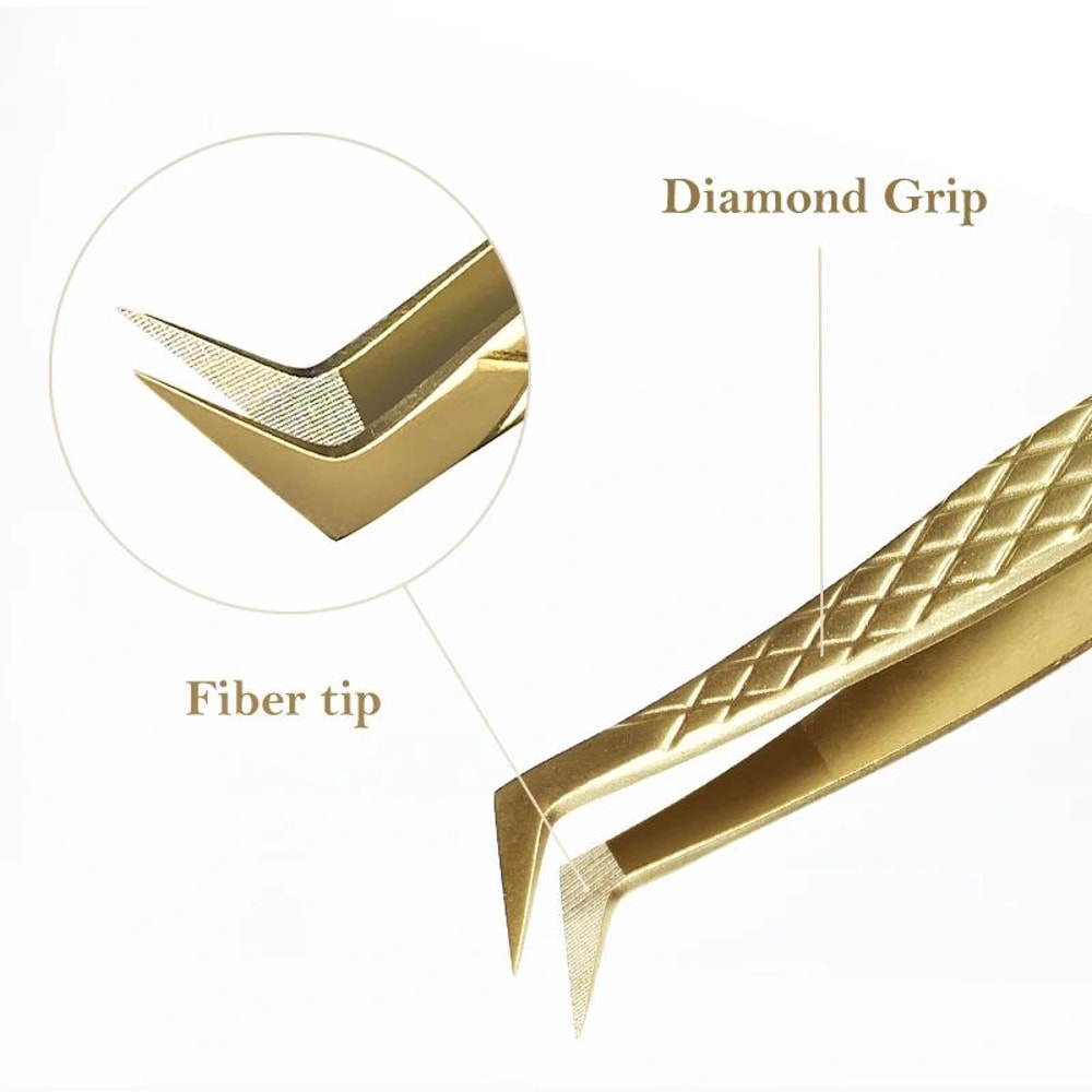 Precision Anti Slip Eyelash Extension Tweezers with Stainless Steel Fiber Tip.