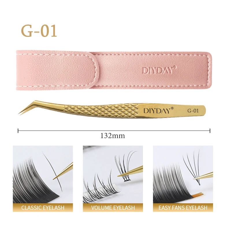 Precision Anti Slip Eyelash Extension Tweezers with Stainless Steel Fiber Tip.