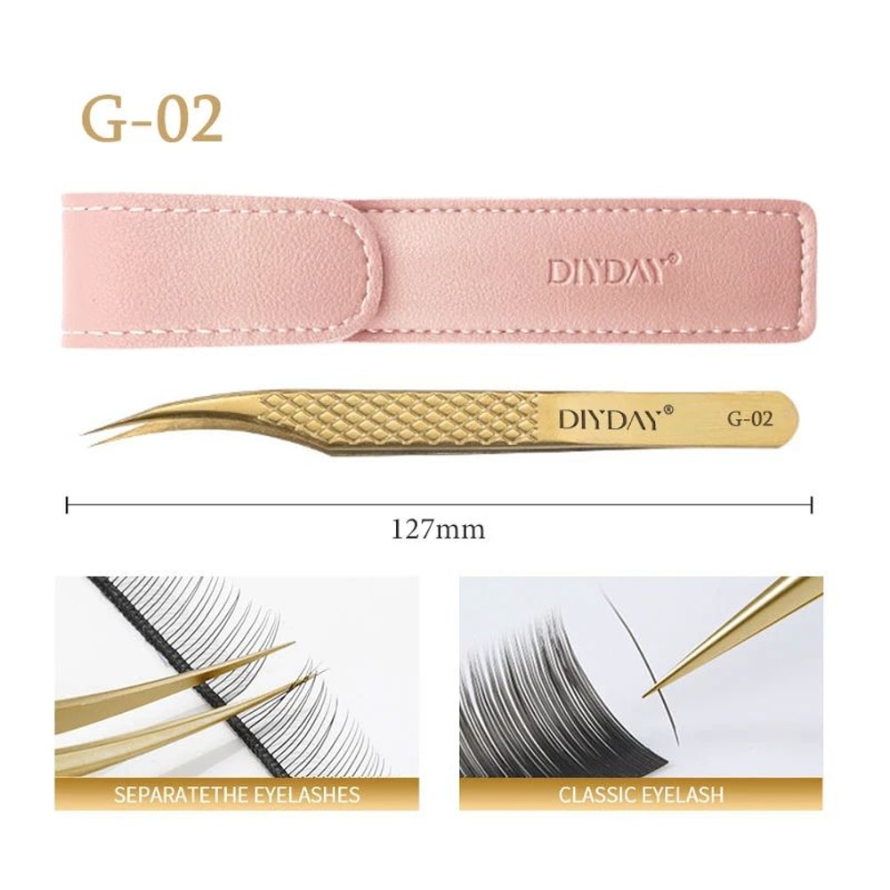 Precision Anti Slip Eyelash Extension Tweezers with Stainless Steel Fiber Tip.