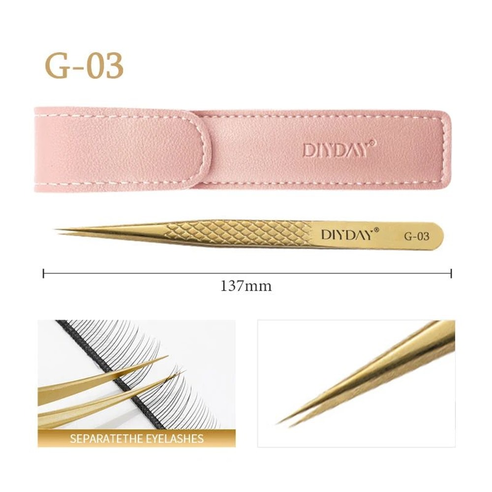 Precision Anti Slip Eyelash Extension Tweezers with Stainless Steel Fiber Tip.