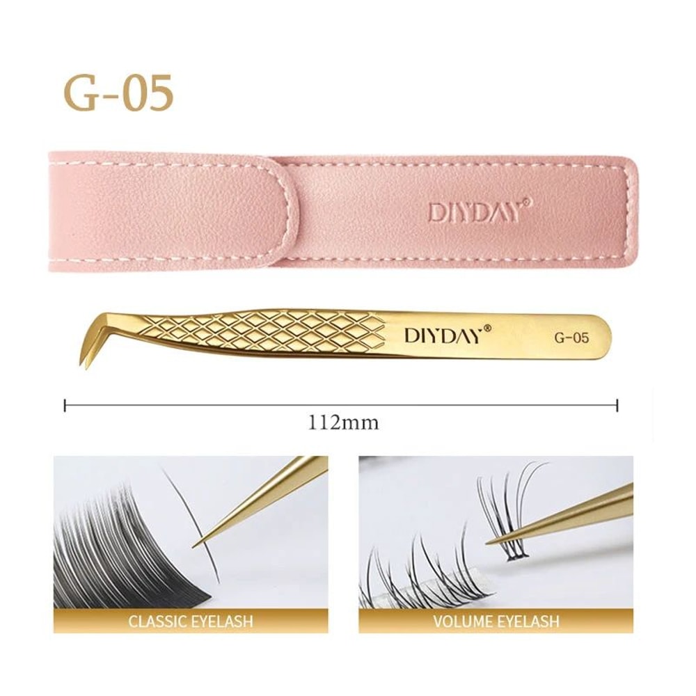 Precision Anti Slip Eyelash Extension Tweezers with Stainless Steel Fiber Tip.