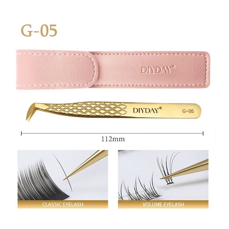 Precision Anti Slip Eyelash Extension Tweezers with Stainless Steel Fiber Tip.