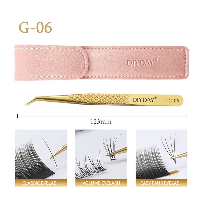 Precision Anti Slip Eyelash Extension Tweezers with Stainless Steel Fiber Tip.