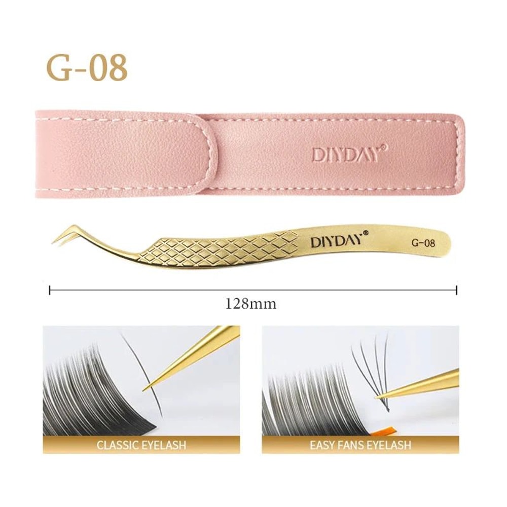 Precision Anti Slip Eyelash Extension Tweezers with Stainless Steel Fiber Tip.