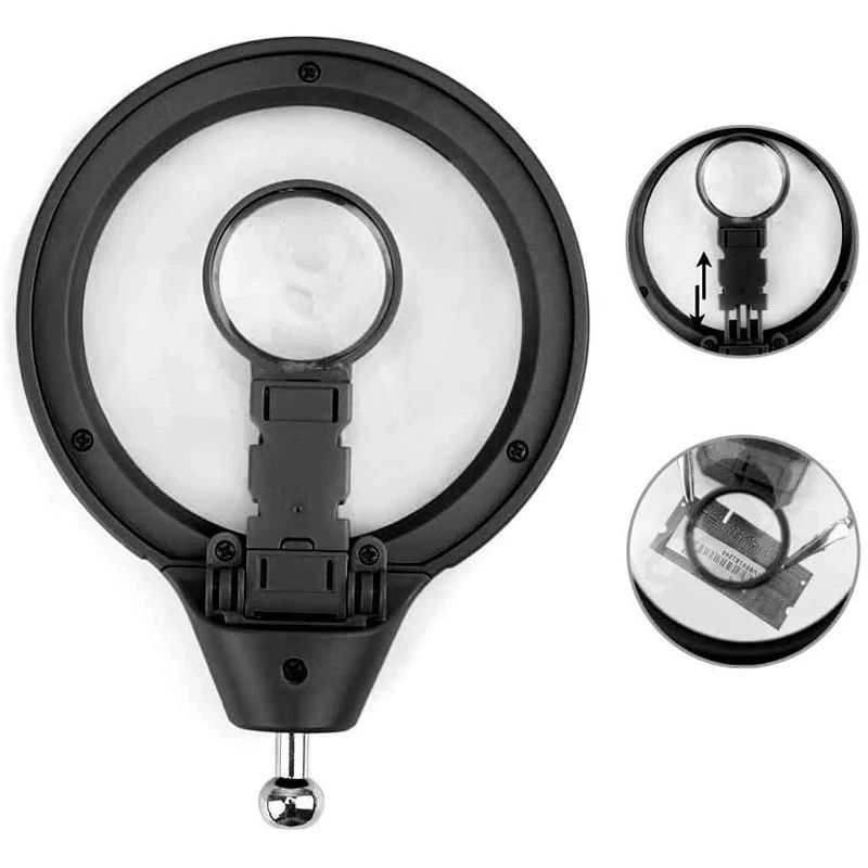 LED Light Magnifying Glass Soldering Stand With Adjustable Clips 5