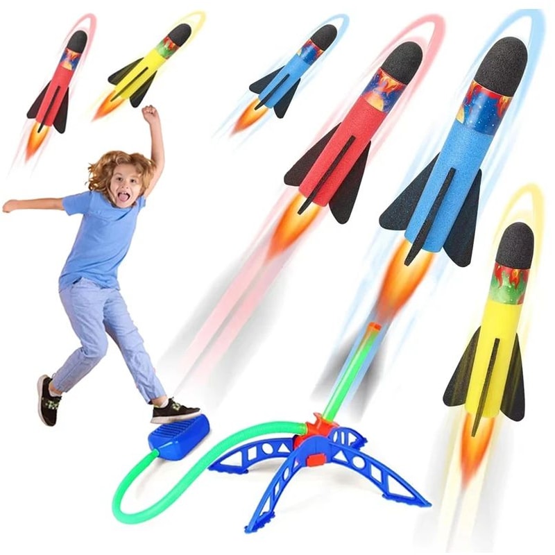 Kids Foam Rocket Launcher Toy With Air Pump And Launch Pad 0