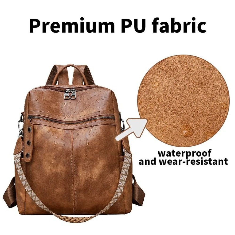 Retro Fashion PU Leather Travel Back Pack 1