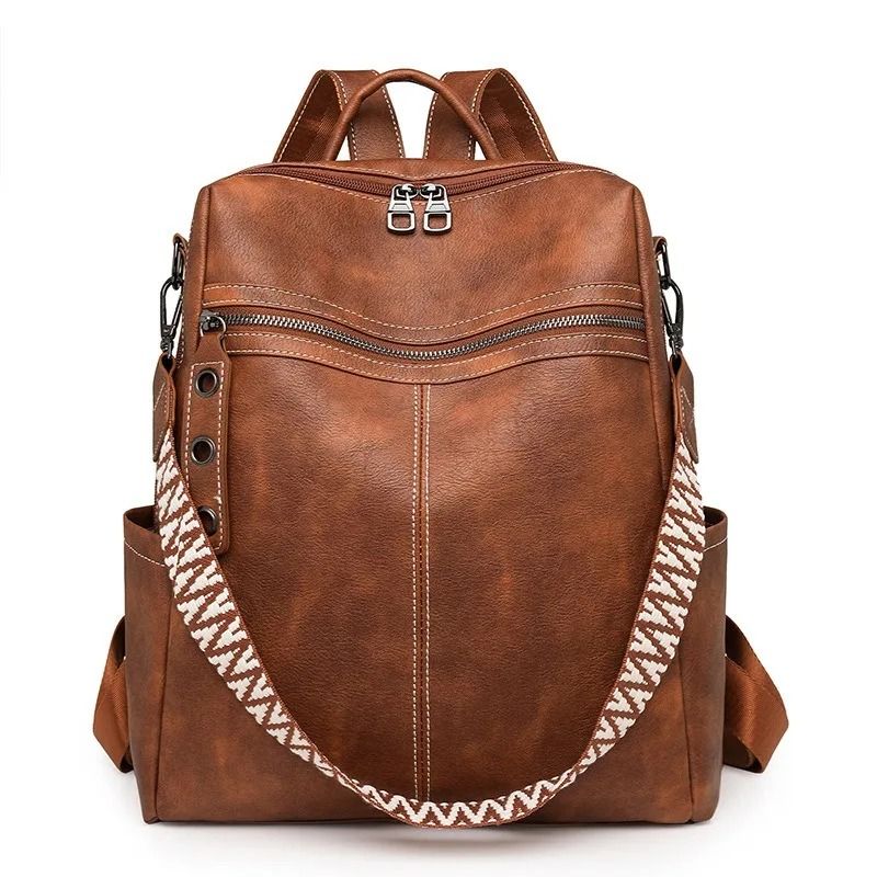Retro Fashion PU Leather Travel Back Pack 5
