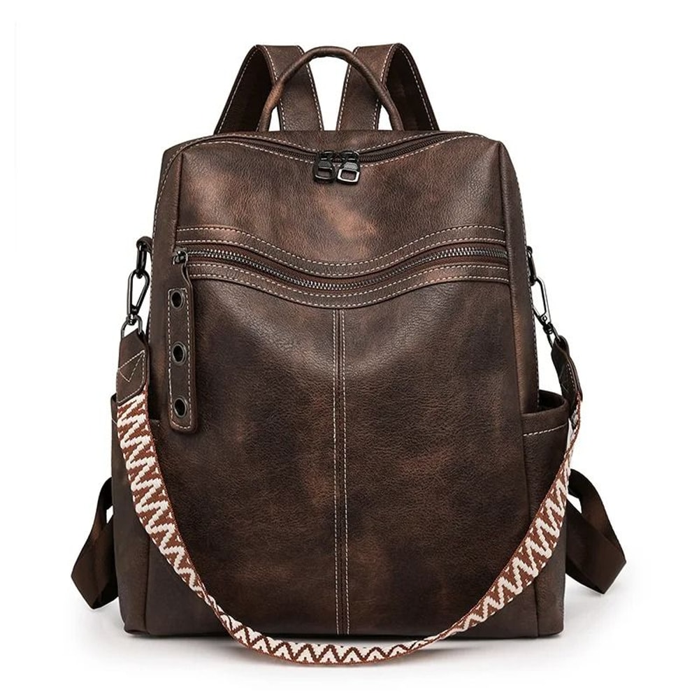 Retro Fashion PU Leather Travel Back Pack 7