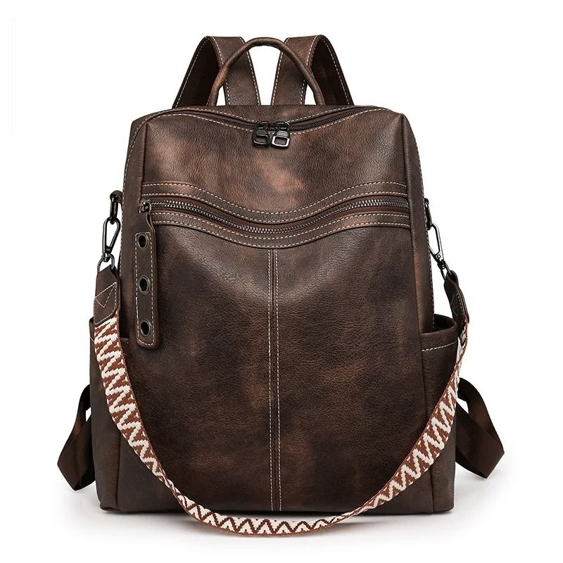 Retro Fashion PU Leather Travel Back Pack 7