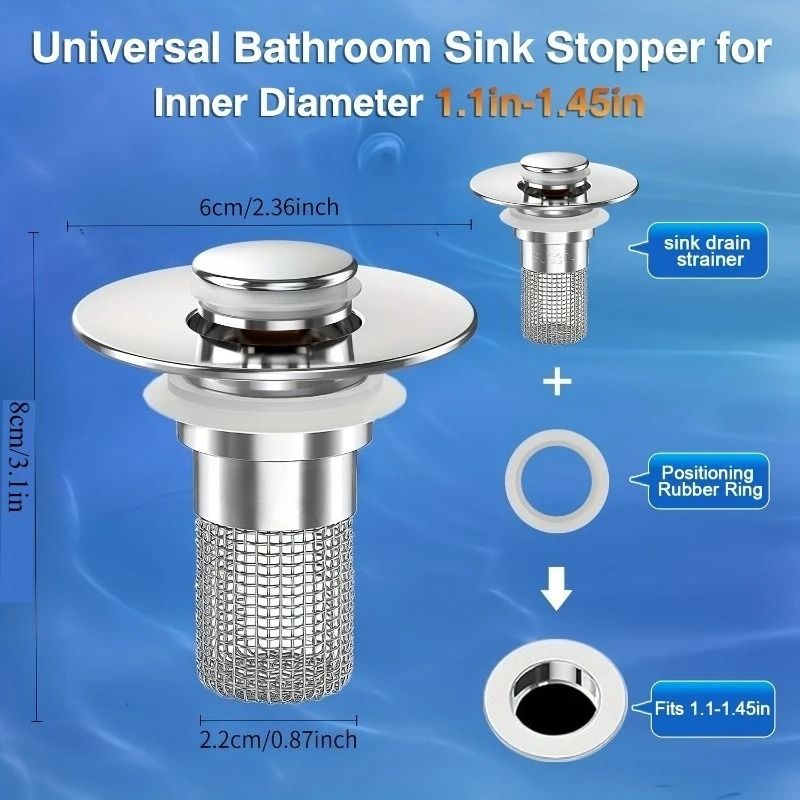 Professional Stainless Steel Pop Up Sink Drain Strainer 5