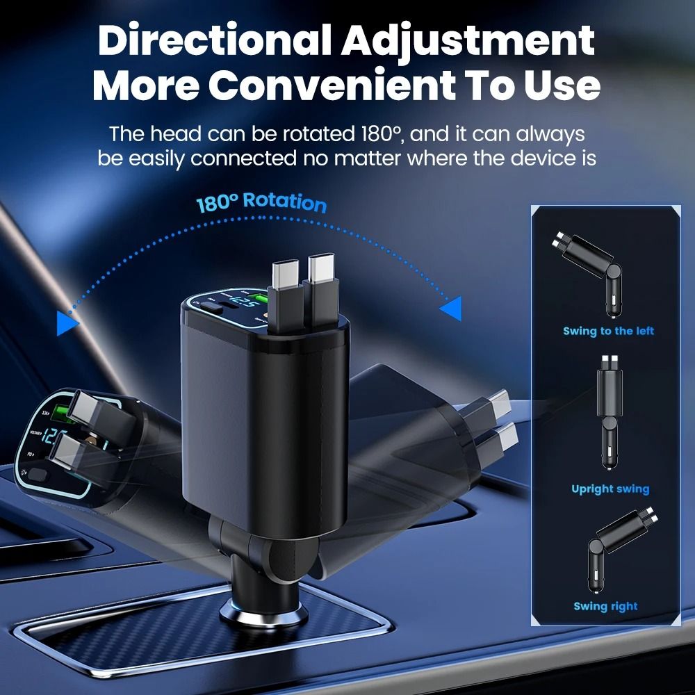 4 In 1 MultiProtocol Retractable Car Power Hub 3
