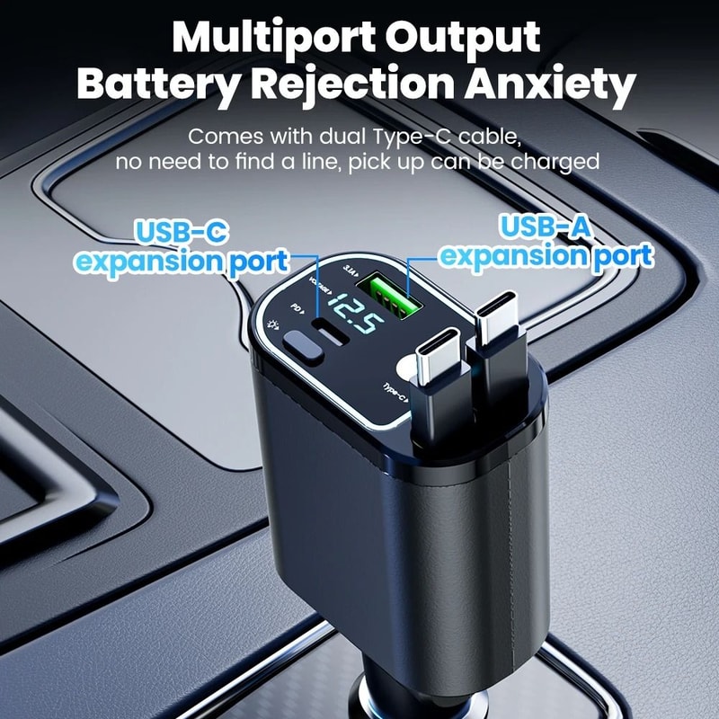 4 In 1 MultiProtocol Retractable Car Power Hub 4