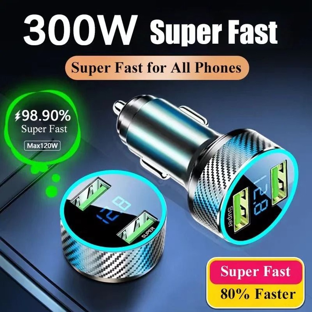 300W Dual Port Ultra Speed Car Charging Hub 0