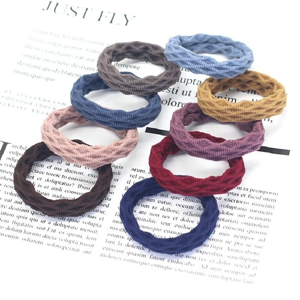 20 Piece High Elasticity Jacquard Pattern Hair Rope Set 9