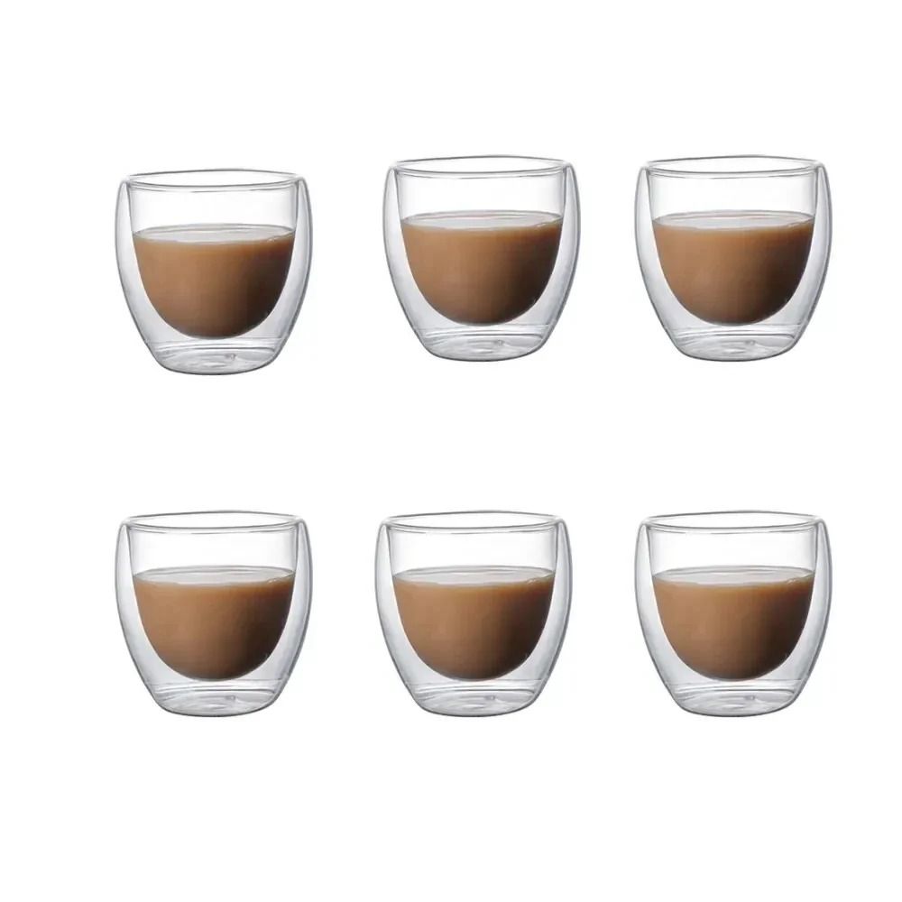 6 Piece Insulated Double Wall Glass Cup Set 1