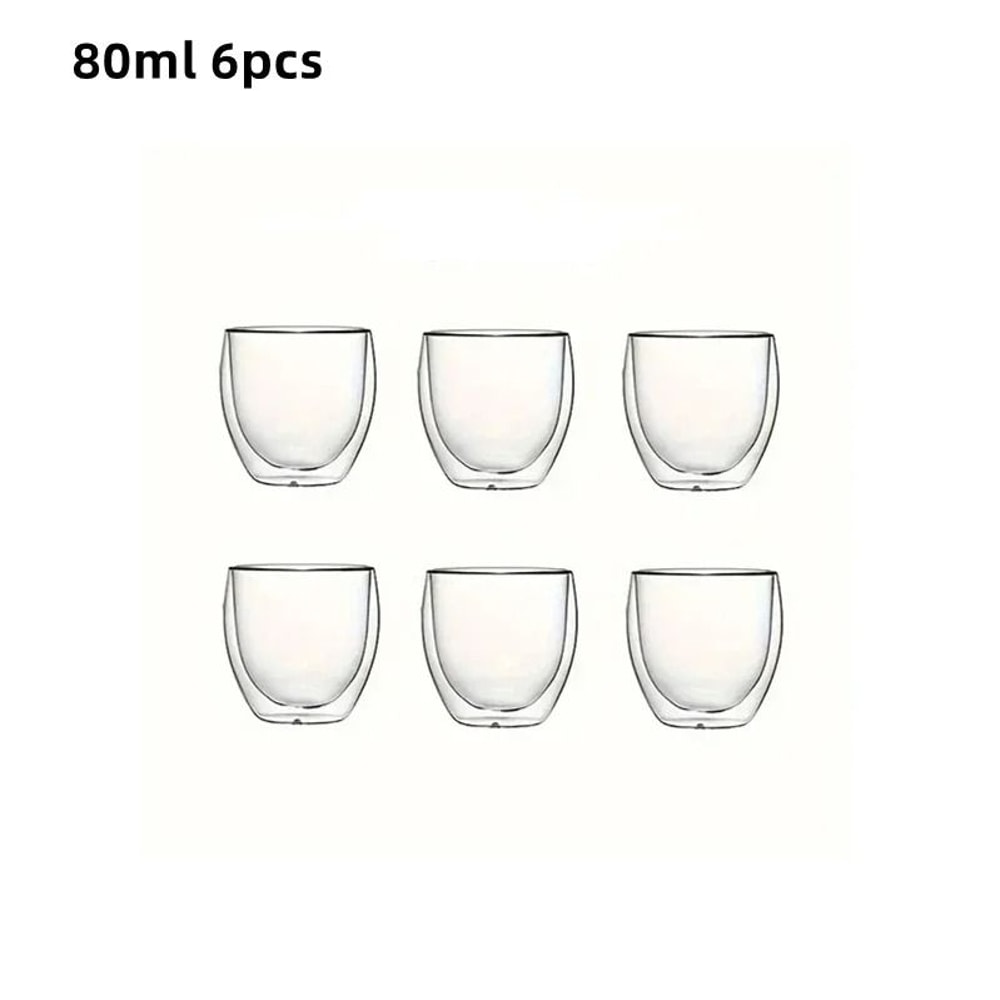 6 Piece Insulated Double Wall Glass Cup Set 6