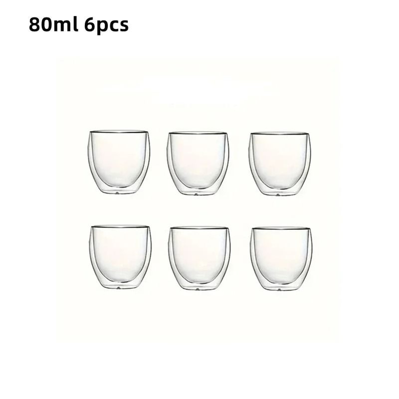 6 Piece Insulated Double Wall Glass Cup Set 6