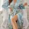 Elegant Floral Print Breathable Silk Loungewear Robe 8