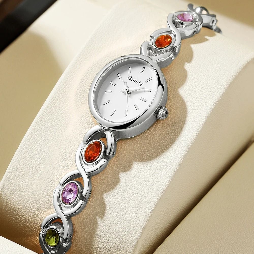 Ladies Retro Oval Rhinestone Luxury Quartz Watch 8