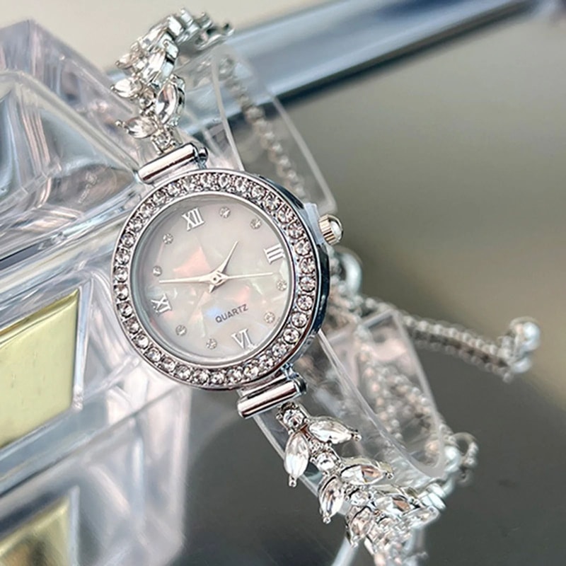 Womens Diamond Inlaid Quartz Crystal Wristwatch 2