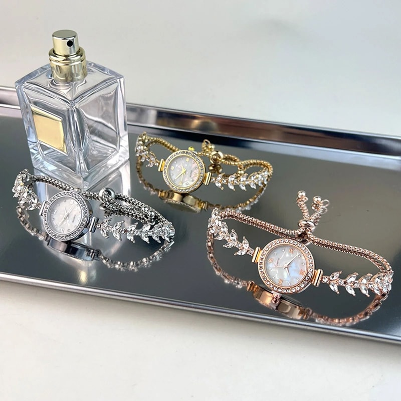 Womens Diamond Inlaid Quartz Crystal Wristwatch 4