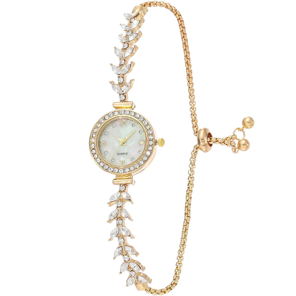 Womens Diamond Inlaid Quartz Crystal Wristwatch 6