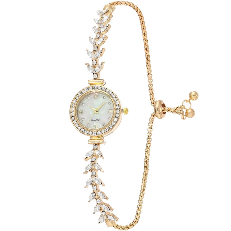 Womens Diamond Inlaid Quartz Crystal Wristwatch 6