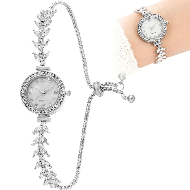 Womens Diamond Inlaid Quartz Crystal Wristwatch 7